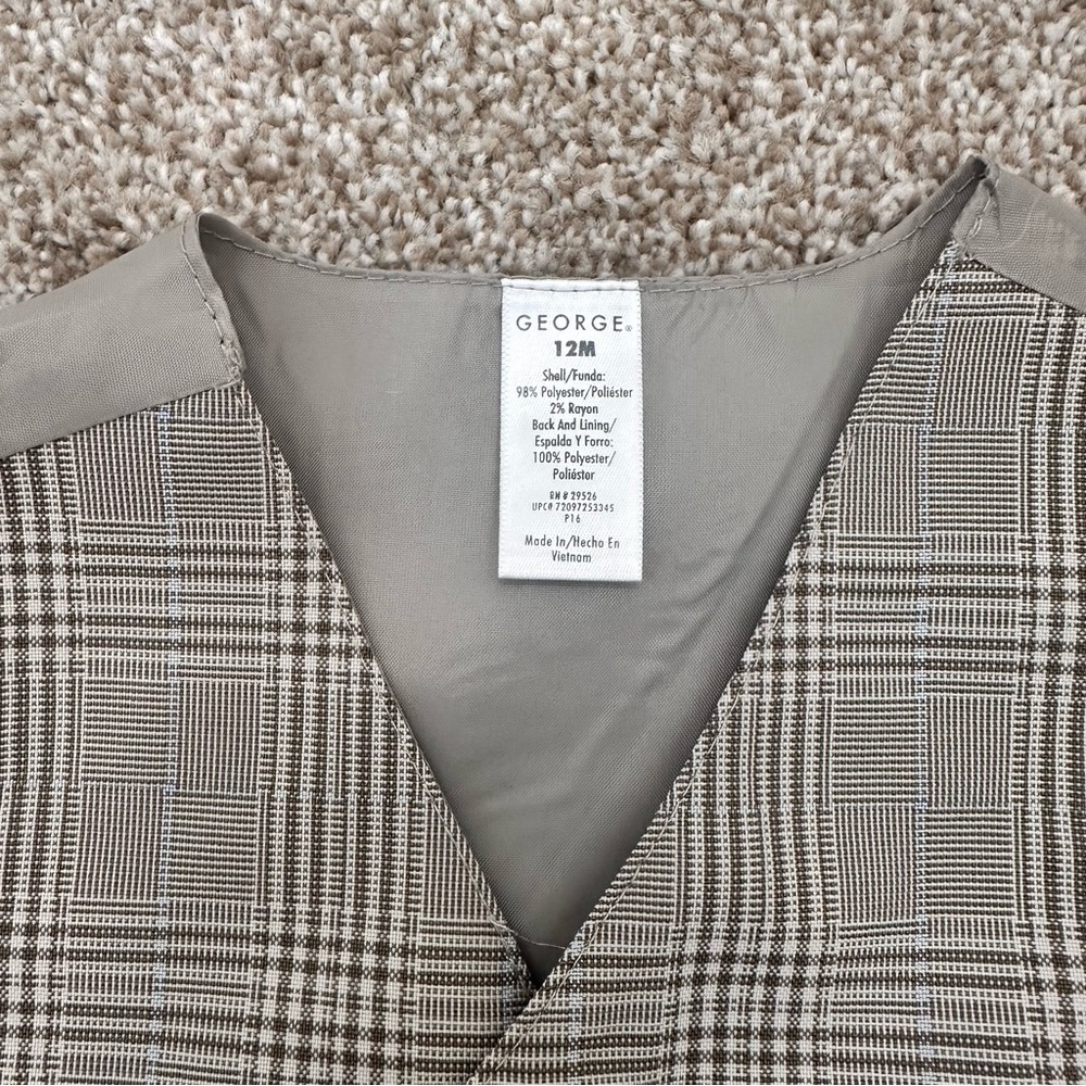 GEORGE Baby Boy Dress Plaid Tuxedo/ Suit Vest and Pants Set 12M 0020 - Picture 6 of 11